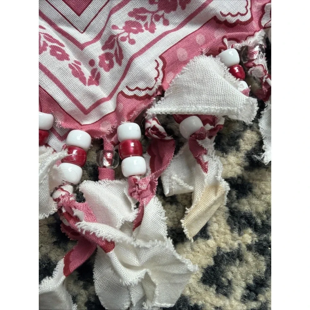 Vtg Beaded Bandana Necklace Scarf Lot 2 Breast‎ Plate Collar Girly Sweet Flowers